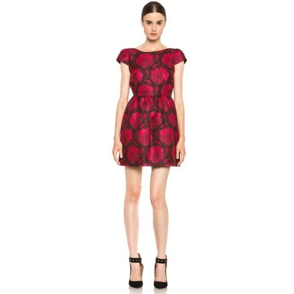 Alice + Olivia Nelly Puffed Metallic Floral Brocade Dress Size 12